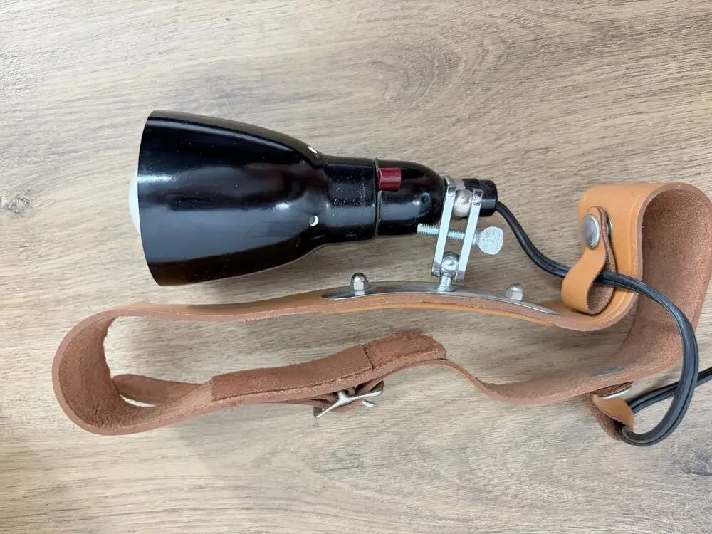 Vintage Osram Headlamp w/ Leather Strap & 4x 40W Bulbs Bundle
